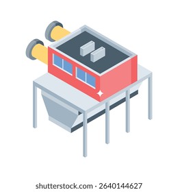 Easy to edit isometric style icon of manufacturing industry