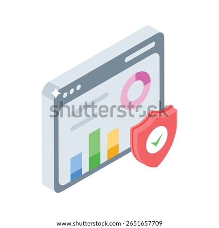 Easy to edit isometric style icon of safe website