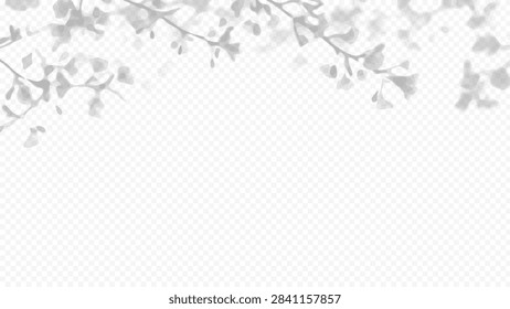 Easy to edit layered vector shadow. Hanging tree branches on transparent background. Adjust tonal layer opacity to control shadow intensity and perceived softness.