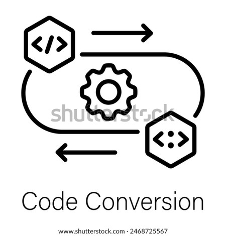 Easy to edit line icon of code conversion 