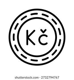 Easy to edit line icon of czech koruna is ready