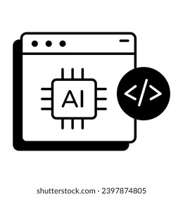 Easy to edit line icon depicting ai coding 