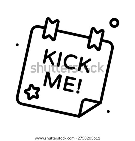 Easy to edit line icon of kick me prank sign