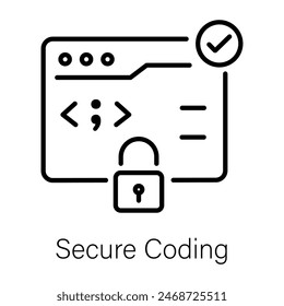 Icono de línea fácil de editar de codificación segura 