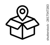 Easy to edit line icon showing parcel dropoff logistics service concept.