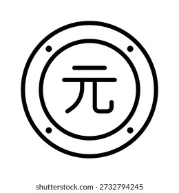 Easy to edit line icon showing chinese renminbi currency