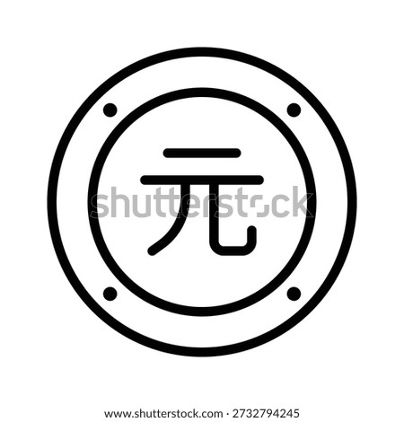Easy to edit line icon showing chinese renminbi currency