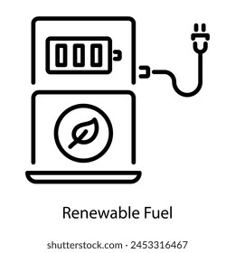 Easy to edit line style icon of renewable fuel 