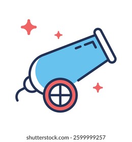 Easy to edit line style icon depicting cannon shot
