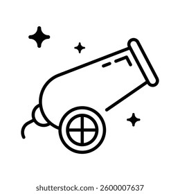 Easy to edit line style icon depicting cannon shot