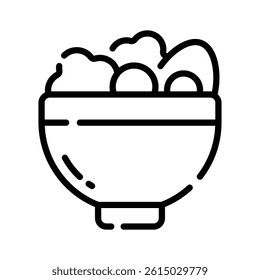 Easy to edit line style icon of salad bowl