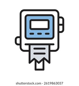 Easy to edit line style icon showing invoice printer