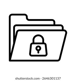 Easy to edit line style icon showing secure folder with lock