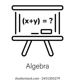 Easy to edit linear icon of algebra class
