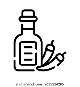 Easy to edit linear icon of chili sauce jar