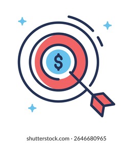 Ícone linear de meta financeira fácil de editar