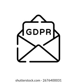 Icono lineal fácil de editar de la alerta de correo GDPR