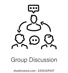 Easy to edit linear icon of group discussion 