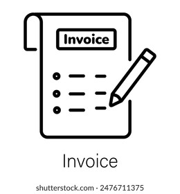 Easy to edit linear icon of an invoice 
