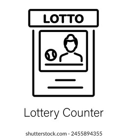 Easy to edit linear icon of lottery counter 