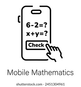 Easy to edit linear icon of mobile mathematics 