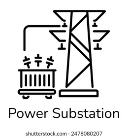 Easy to edit linear icon of a power substation 