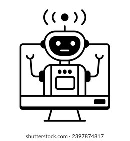 Easy to edit linear icon of a robot 