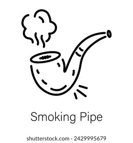 Easy to edit linear icon of a smoking pipe 