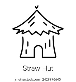 Easy to edit linear icon of a straw hut 
