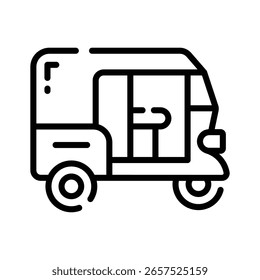 Easy to edit linear icon of three-wheeled tuk tuk