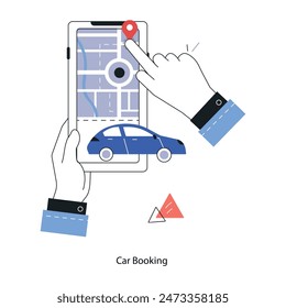 Easy to edit linear illustration of a car booking app 
