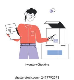 Easy to edit linear mini illustration of inventory checking 