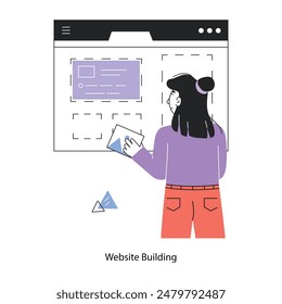 Fácil de editar mini ilustración lineal de la construcción de Sitio web 