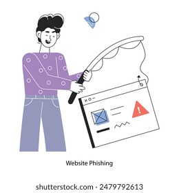 Easy to edit linear mini illustration of website phishing 