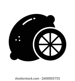 Easy to edit linear style icon showing cutted lemon slice