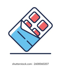 Easy to edit linear style icon showing chocolate bar