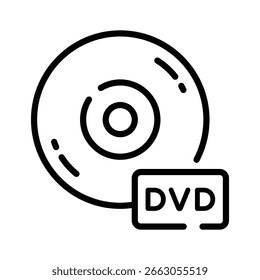 Icono de contorno fácil de editar del símbolo de la unidad de DVD