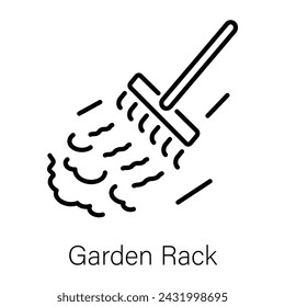 Easy to edit outline icon of garden rake 