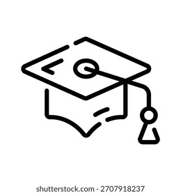 Icono de contorno fácil de editar de la tapa de mortero de graduación