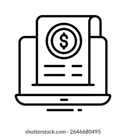 Icono de contorno fácil de editar del formulario de Factura en línea