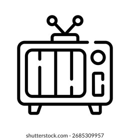 Icono de contorno fácil de editar del entretenimiento de la TV