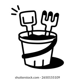 Easy to edit sketchy style icon of sand toys.

