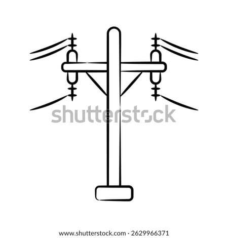 Easy to edit sketchy style icon of power grid tower