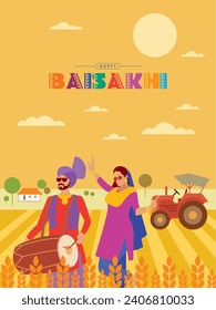 easy to edit stylish vector illustration of celebration of Punjabi festival Vaisakhi background
