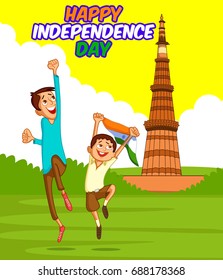 easy to edit vector cartoon illustration of India independence day