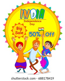 easy to edit vector cartoon illustration of India independence day