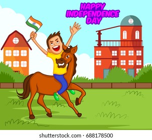 easy to edit vector cartoon illustration of India independence day