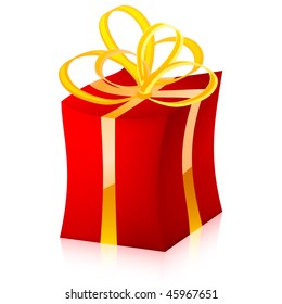 Easy to edit vector gift box (red variant)