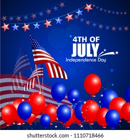 easy to edit vector illustration of 4th of July Independence Day of America background