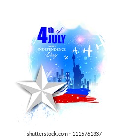 easy to edit vector illustration of 4th of July Independence Day of America background